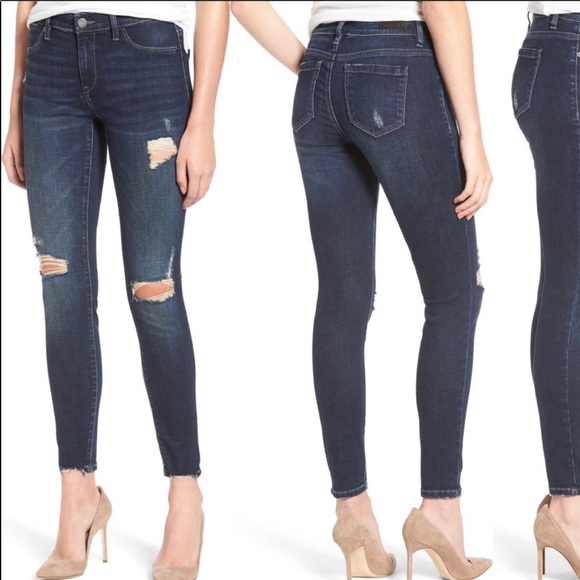 NWT Blanknyc Crop Skinny Jeans in Dark Blue Denim - Picture 3 of 11